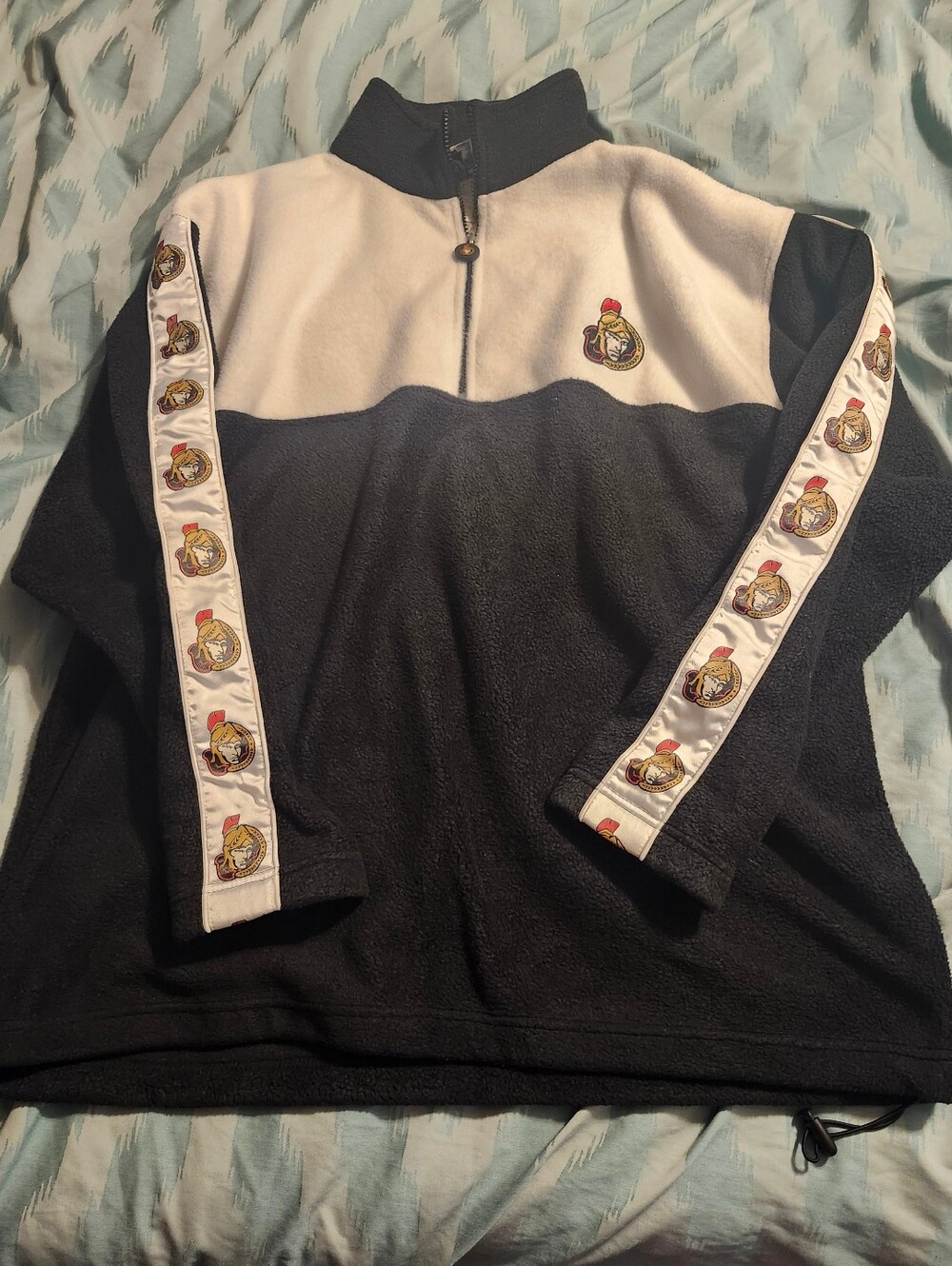 Vintage 97/99 Ottawa Senators NHL Two-Tone Quarter-Zip Fleece Sweater Men's L